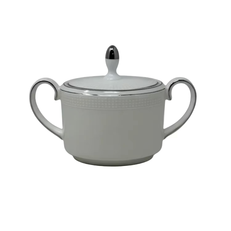 Wedgwood Vera Wang Blanc Sur Blanc Covered Sugar Bowl