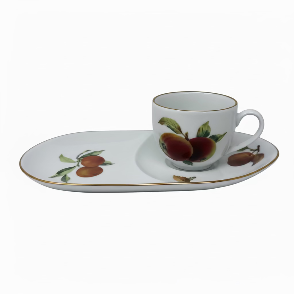 Royal Worcester Evesham Gold Breakfast Cup & Snack Plate Set