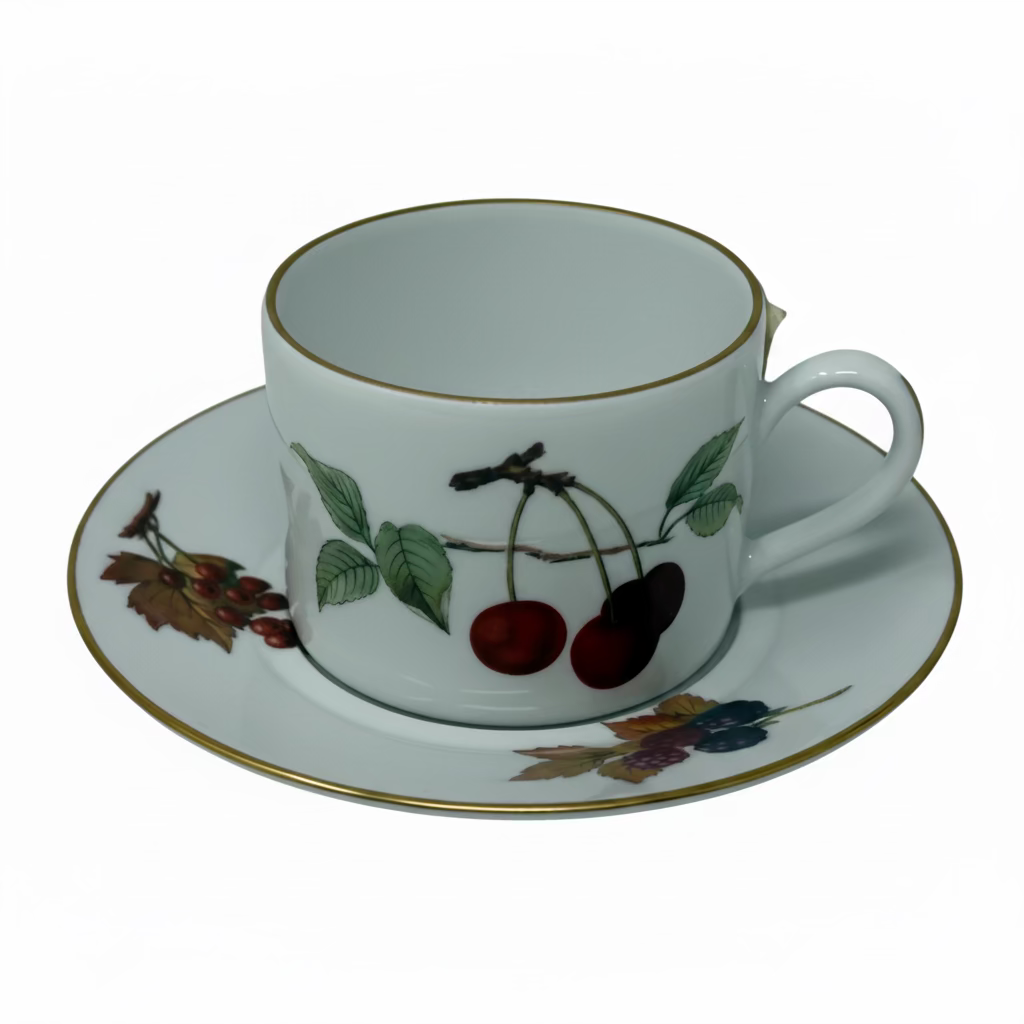 Royal Worcester Evesham Gold Flat Cup & Saucer Set