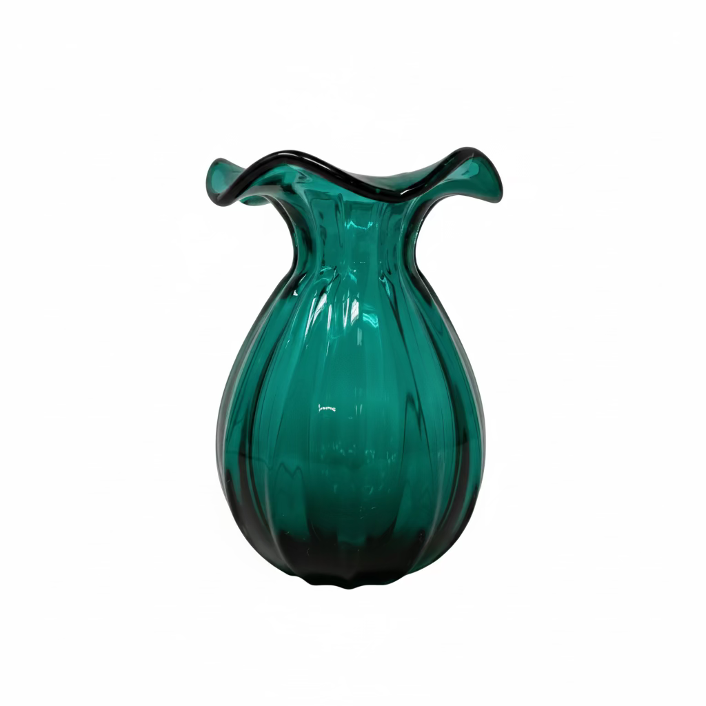 Le Mediterannea Ruffled Green Vase