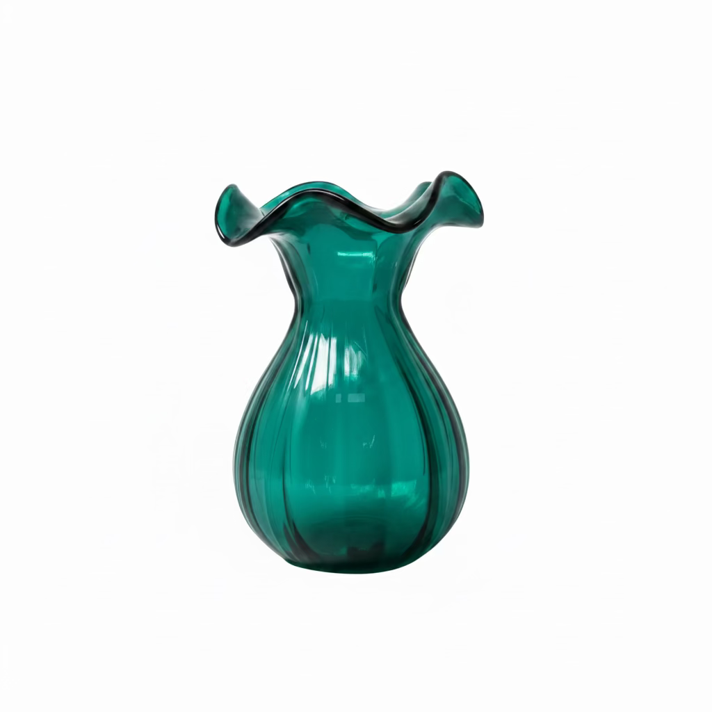 Le Mediterannea Ruffled Green Vase