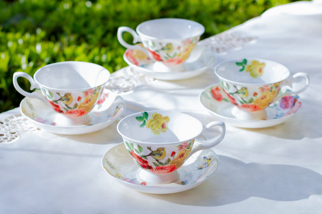 Yellow Rose Garden Bone China Tea Cup and Saucer