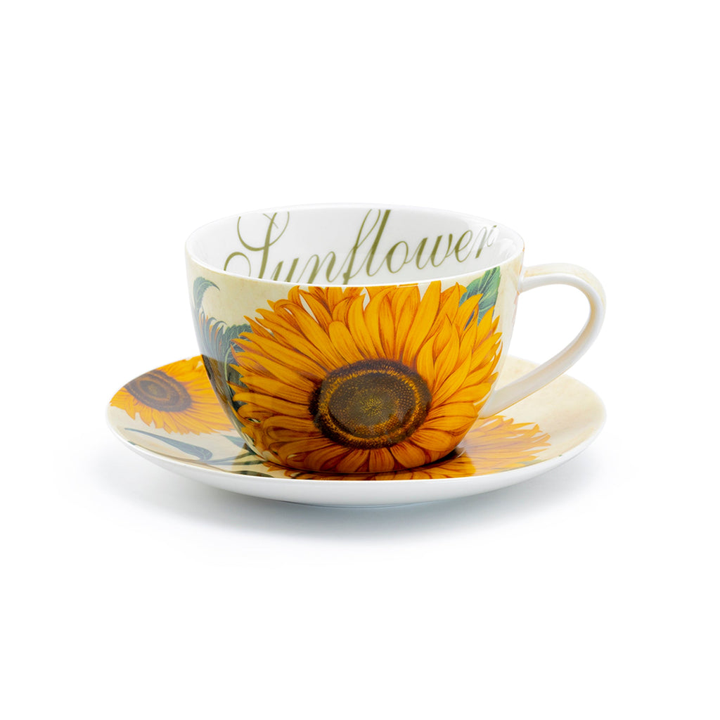 Sunflower Fine Porcelain Jumbo Cup and Saucer