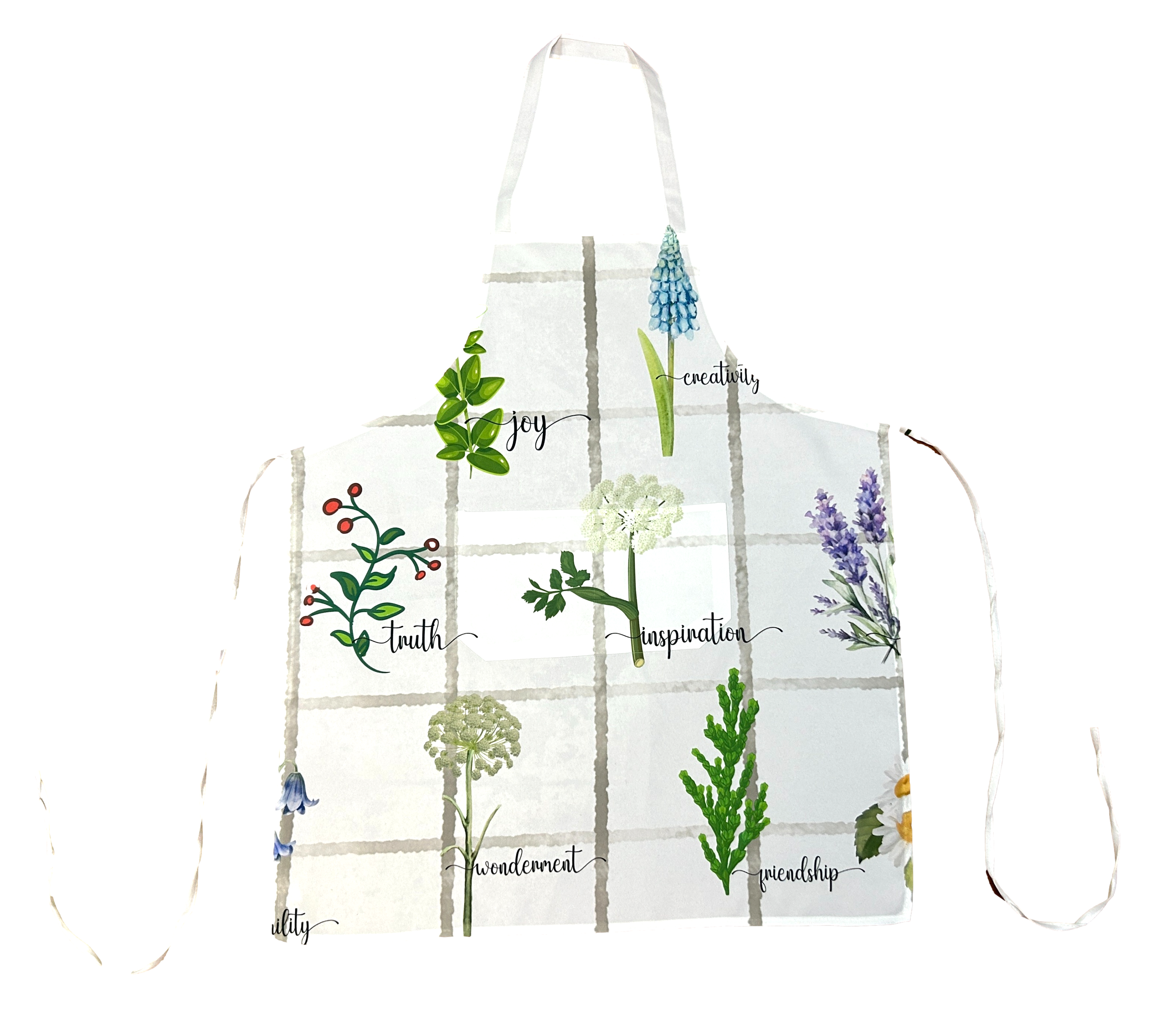 Apron White Poly / Cotton Two Pocket Adult Unisex