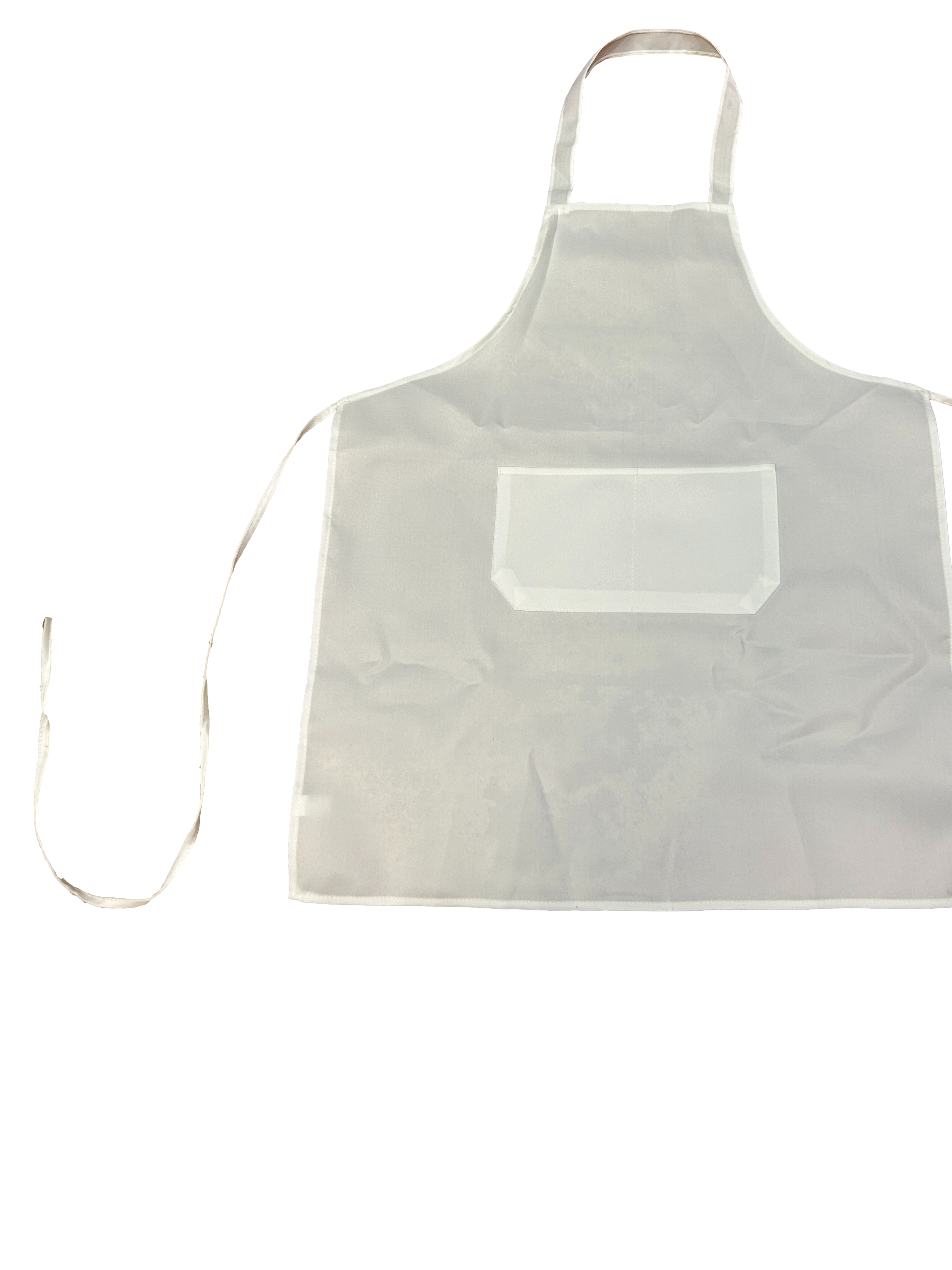 Apron White Poly / Cotton Two Pocket Adult Unisex