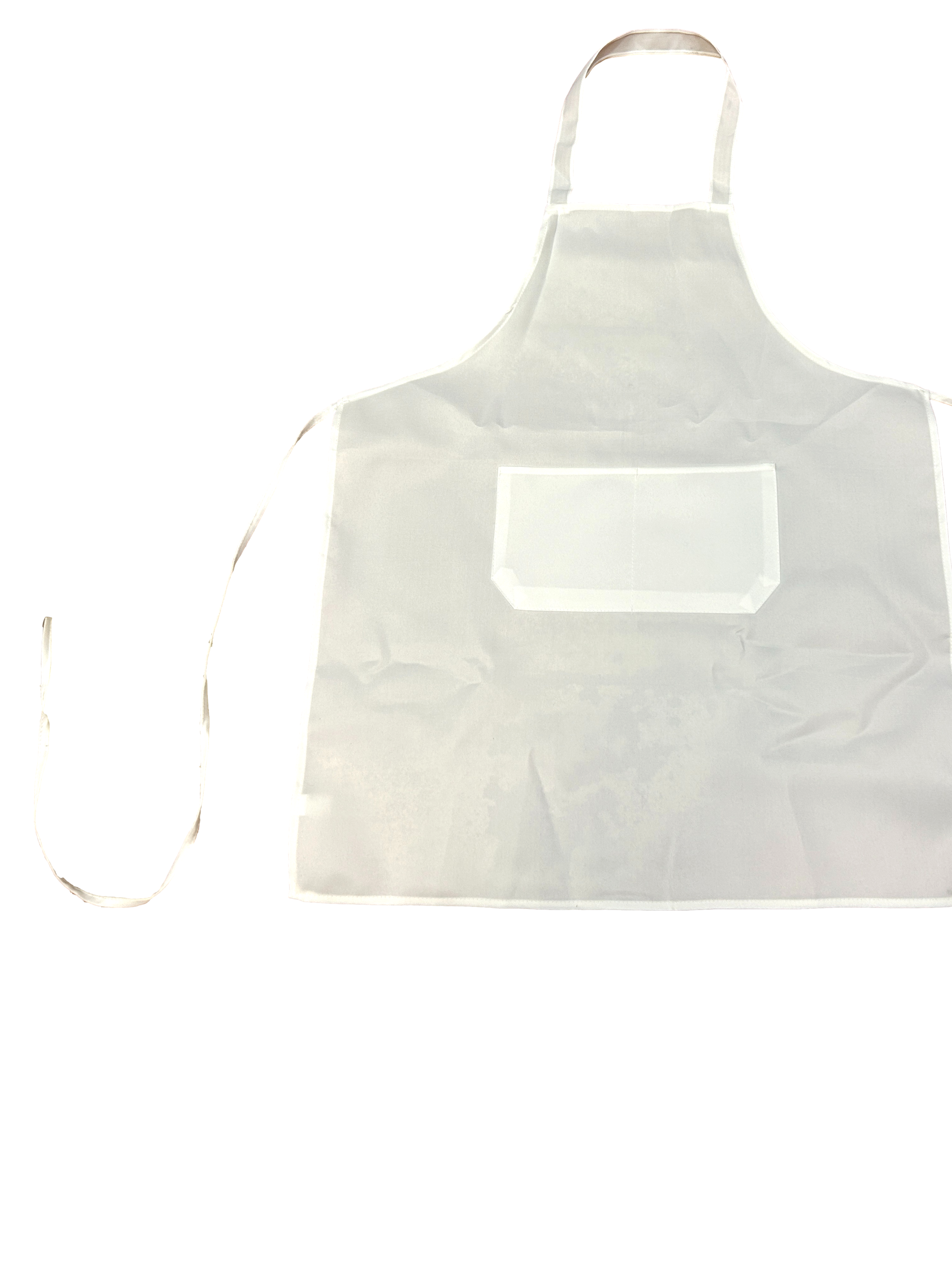 Apron White Poly / Cotton Two Pocket Adult Unisex
