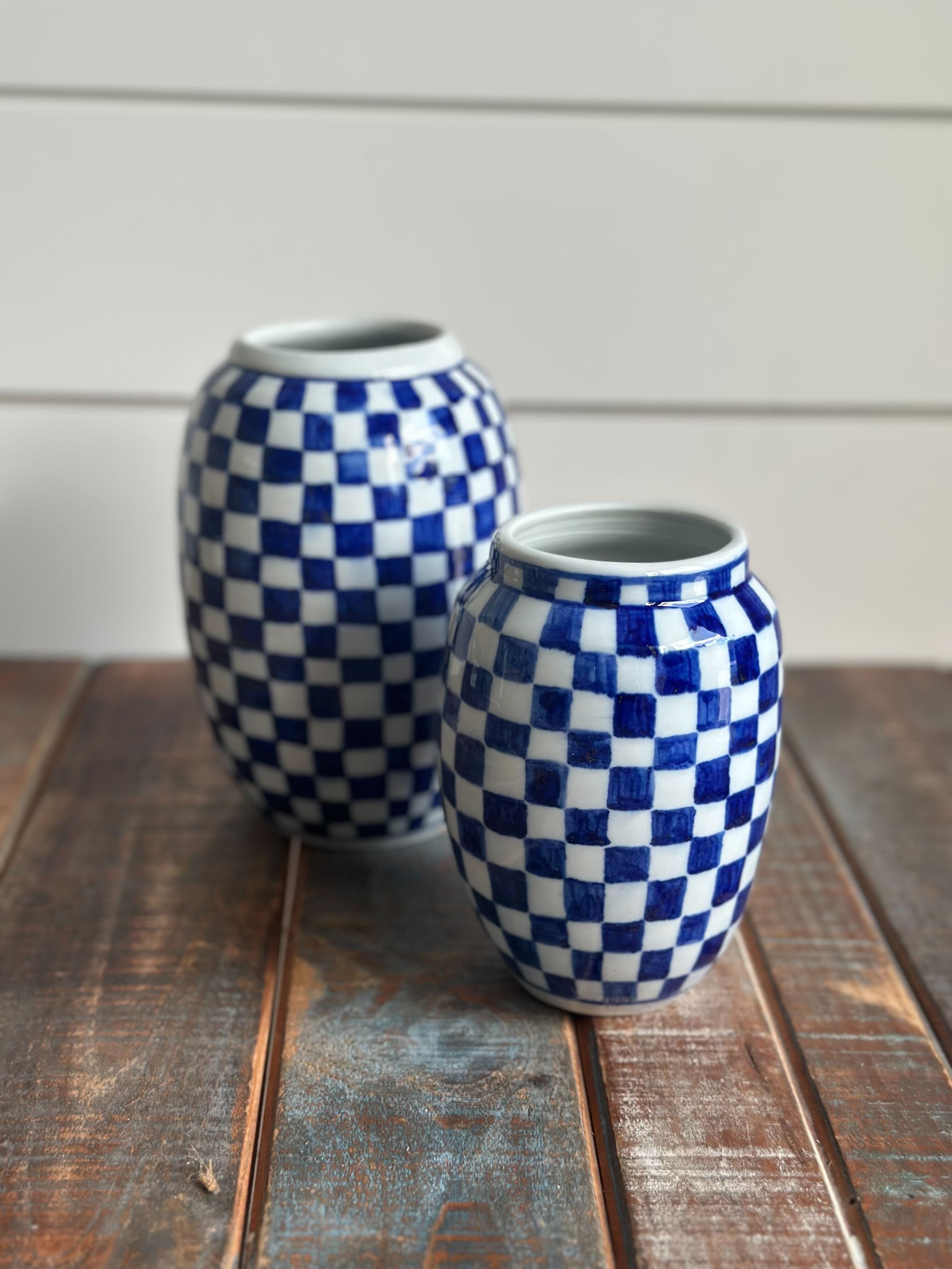 English Porcelain Check Vase