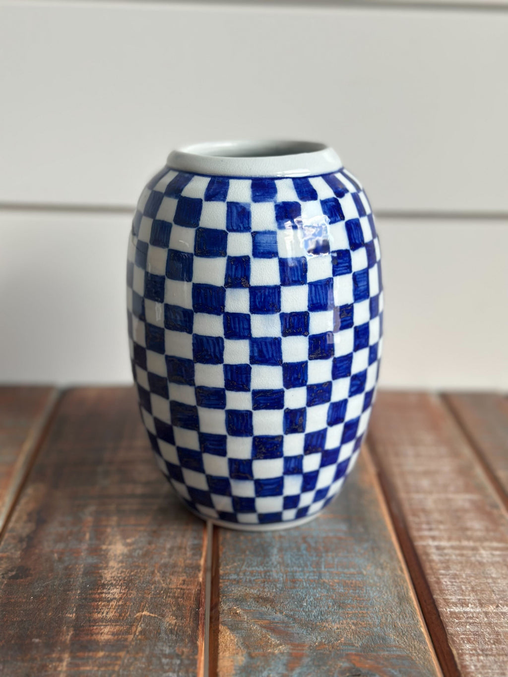 English Porcelain Check Vase