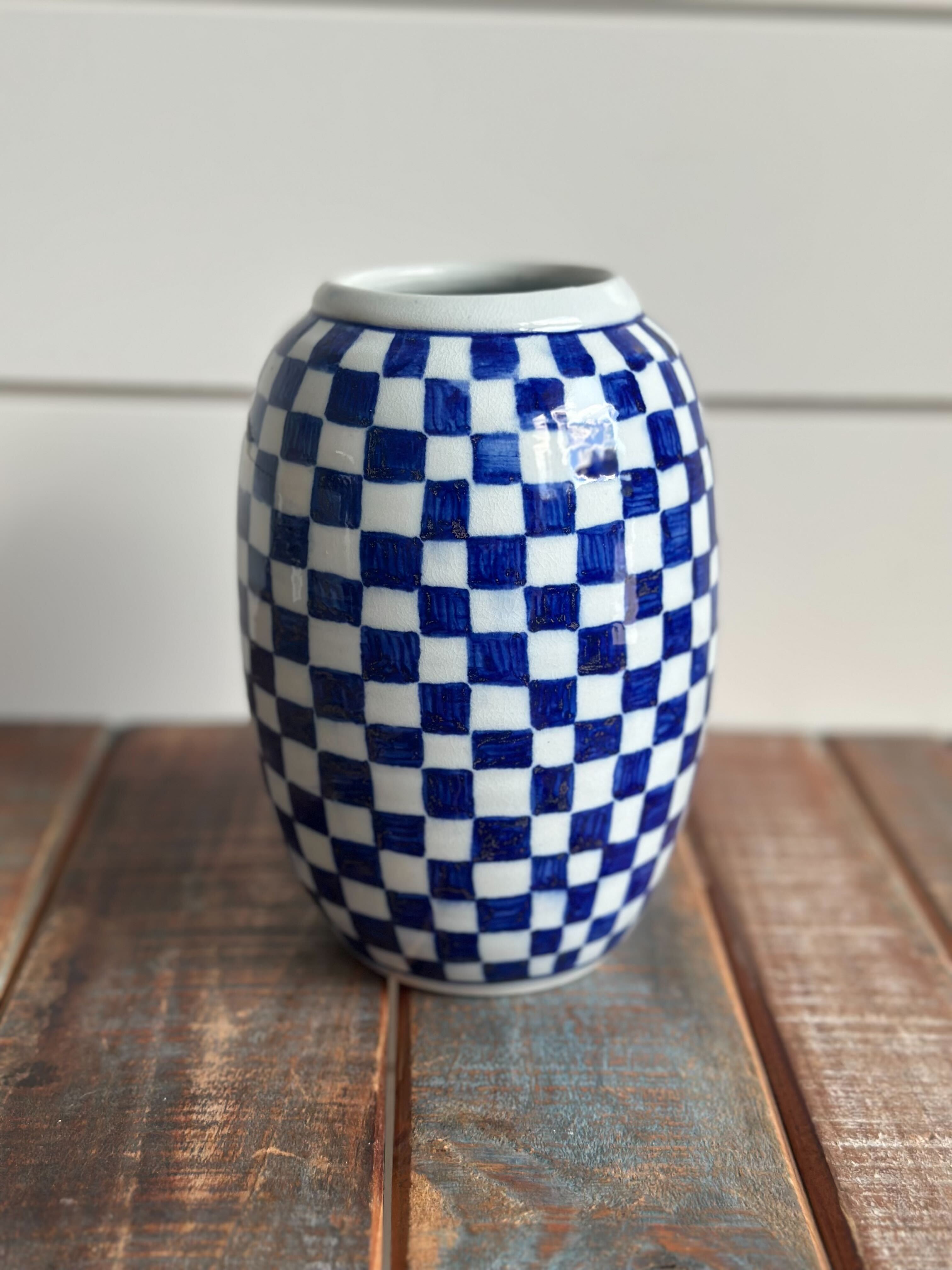 English Porcelain Check Vase