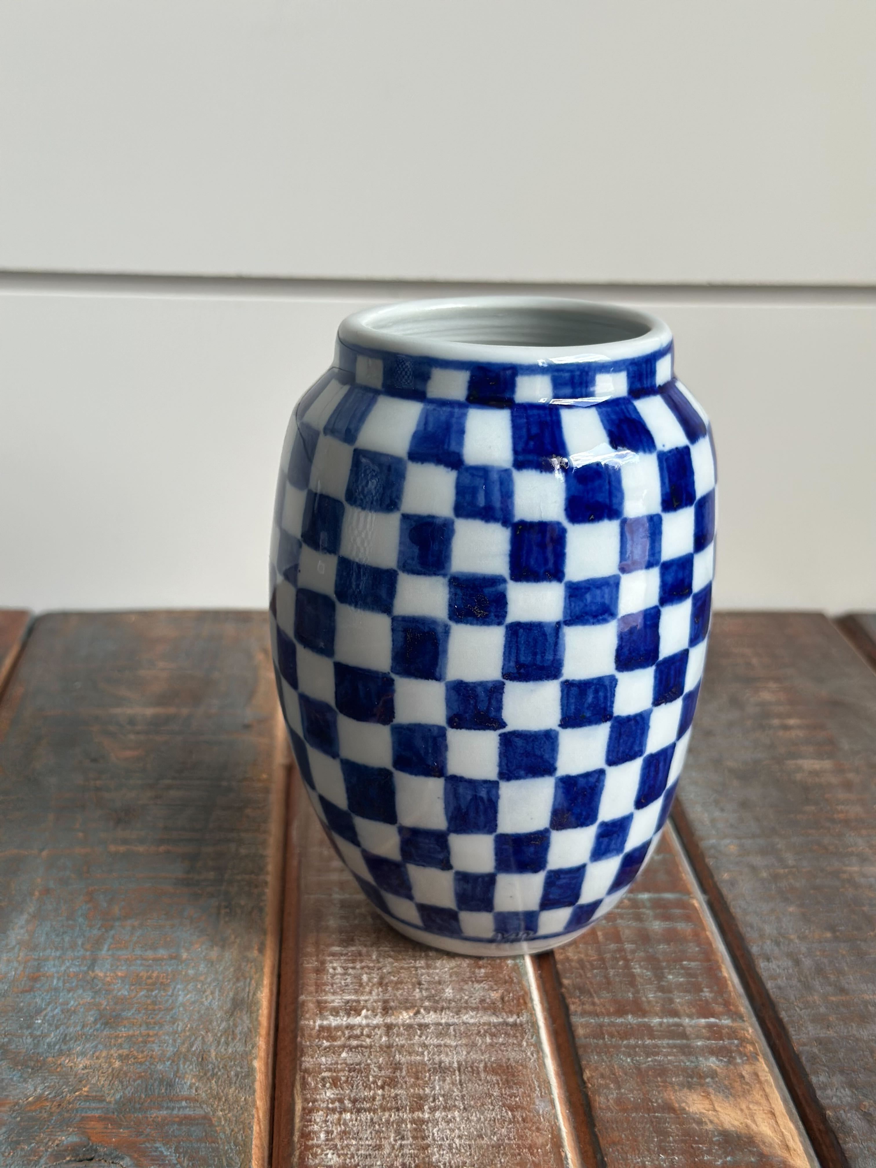 English Porcelain Check Vase