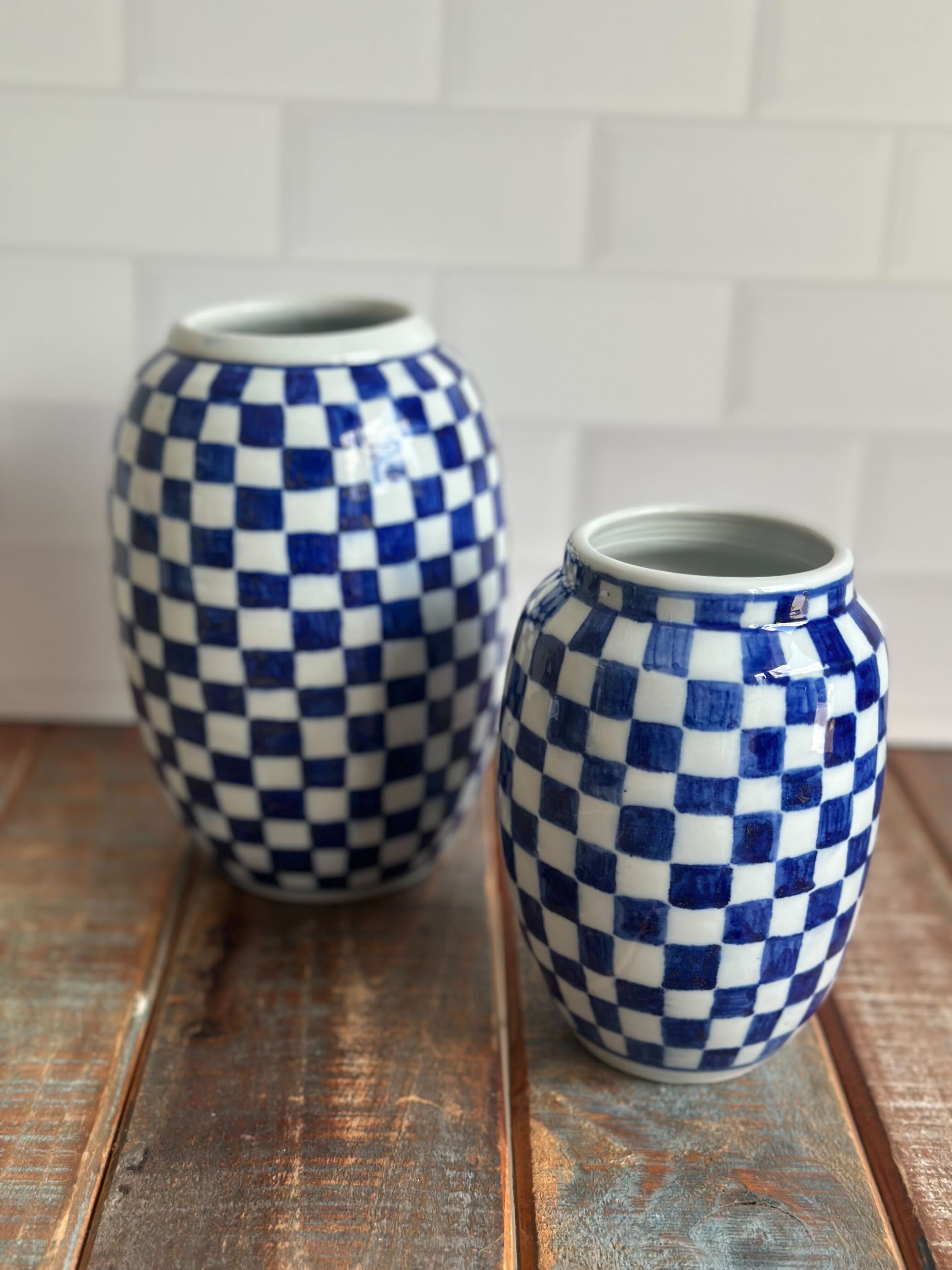 English Porcelain Check Vase