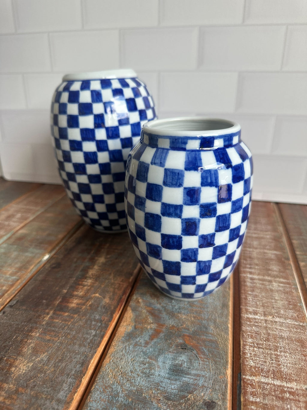 English Porcelain Check Vase