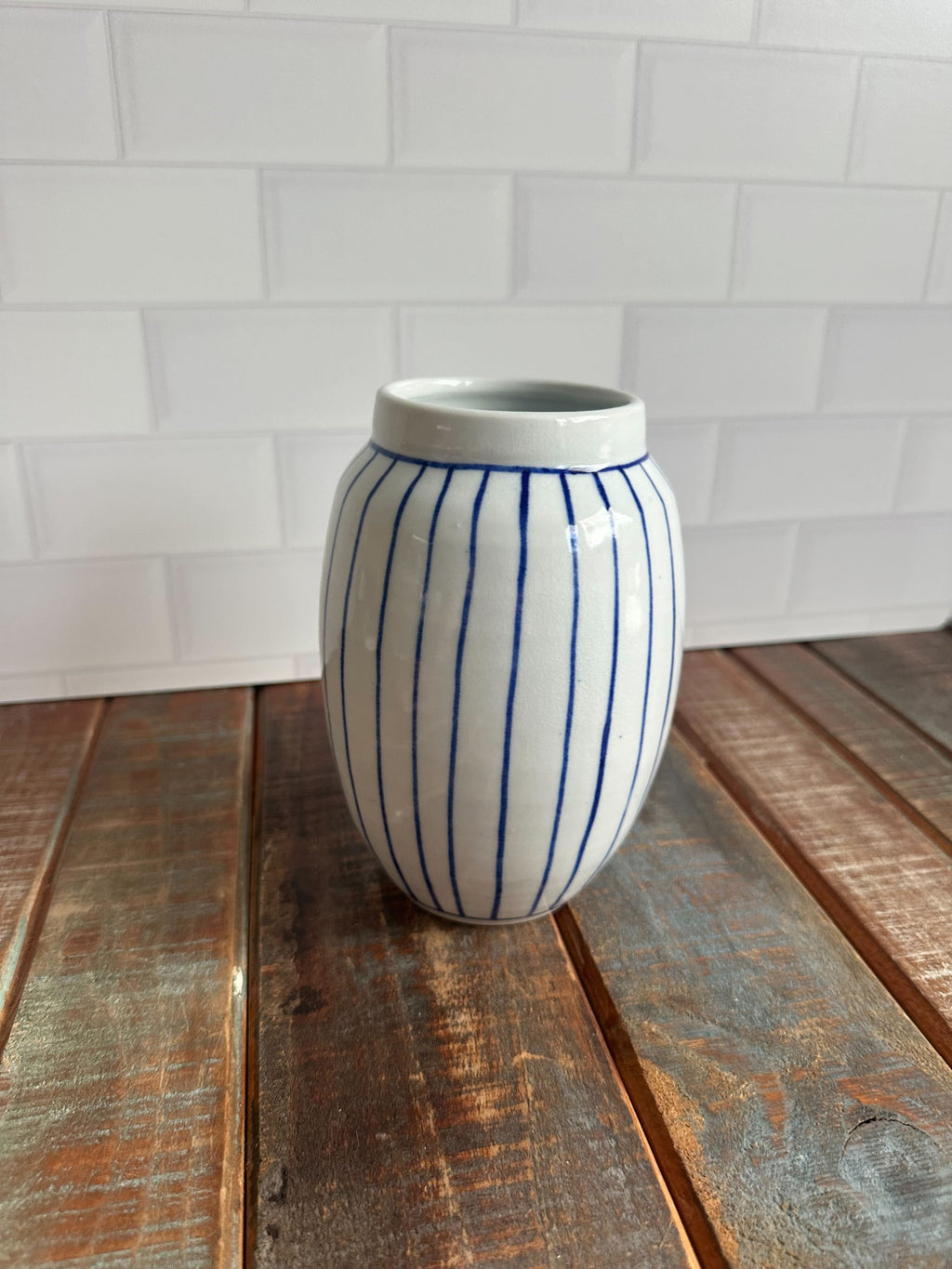 English Porcelain Stripe Vase