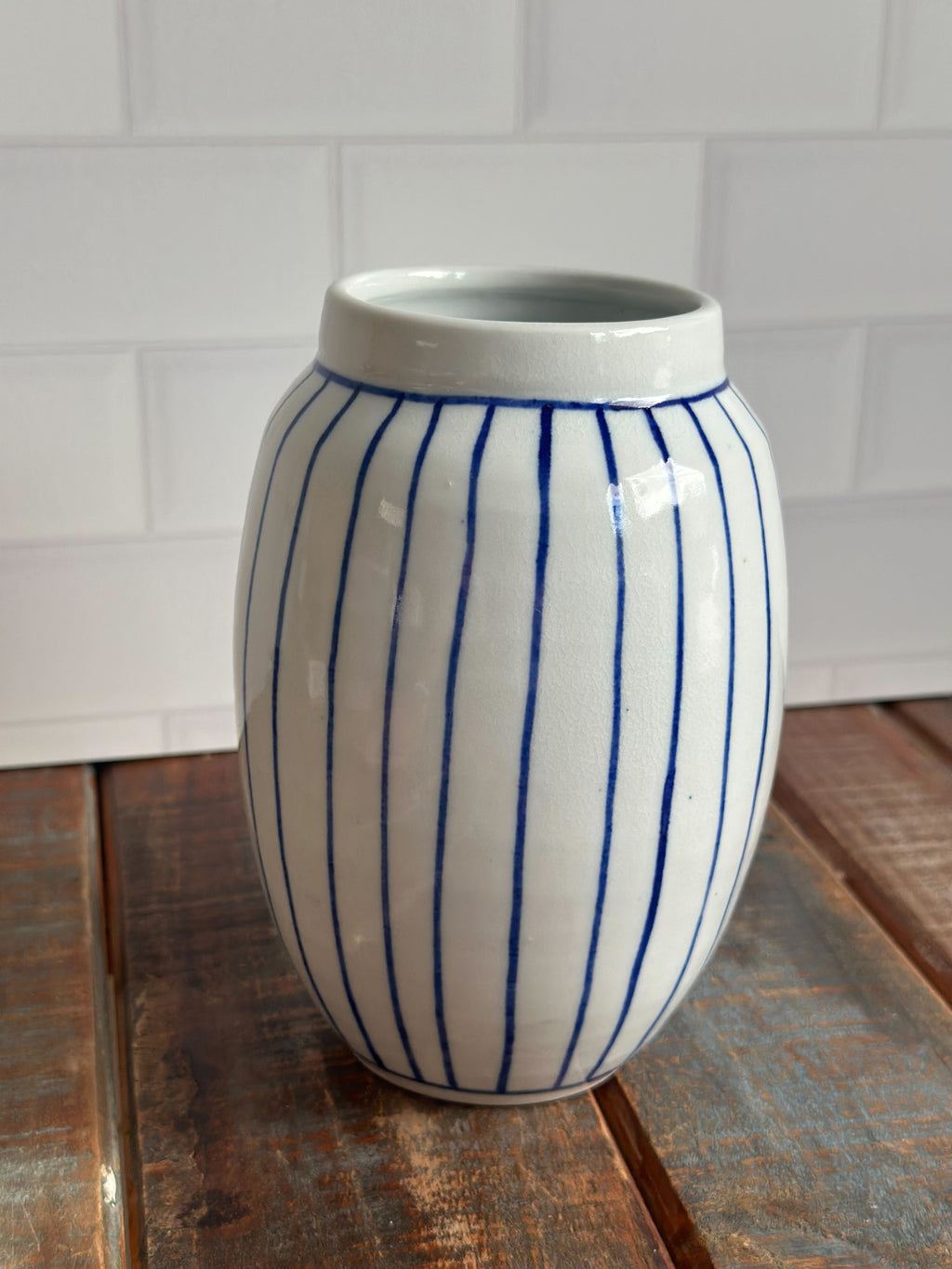 English Porcelain Stripe Vase