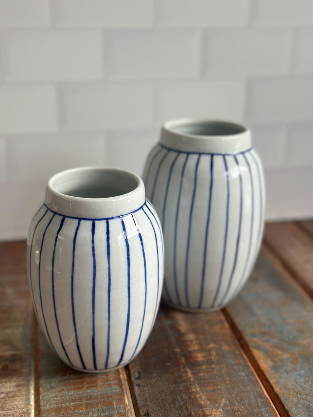 English Porcelain Stripe Vase