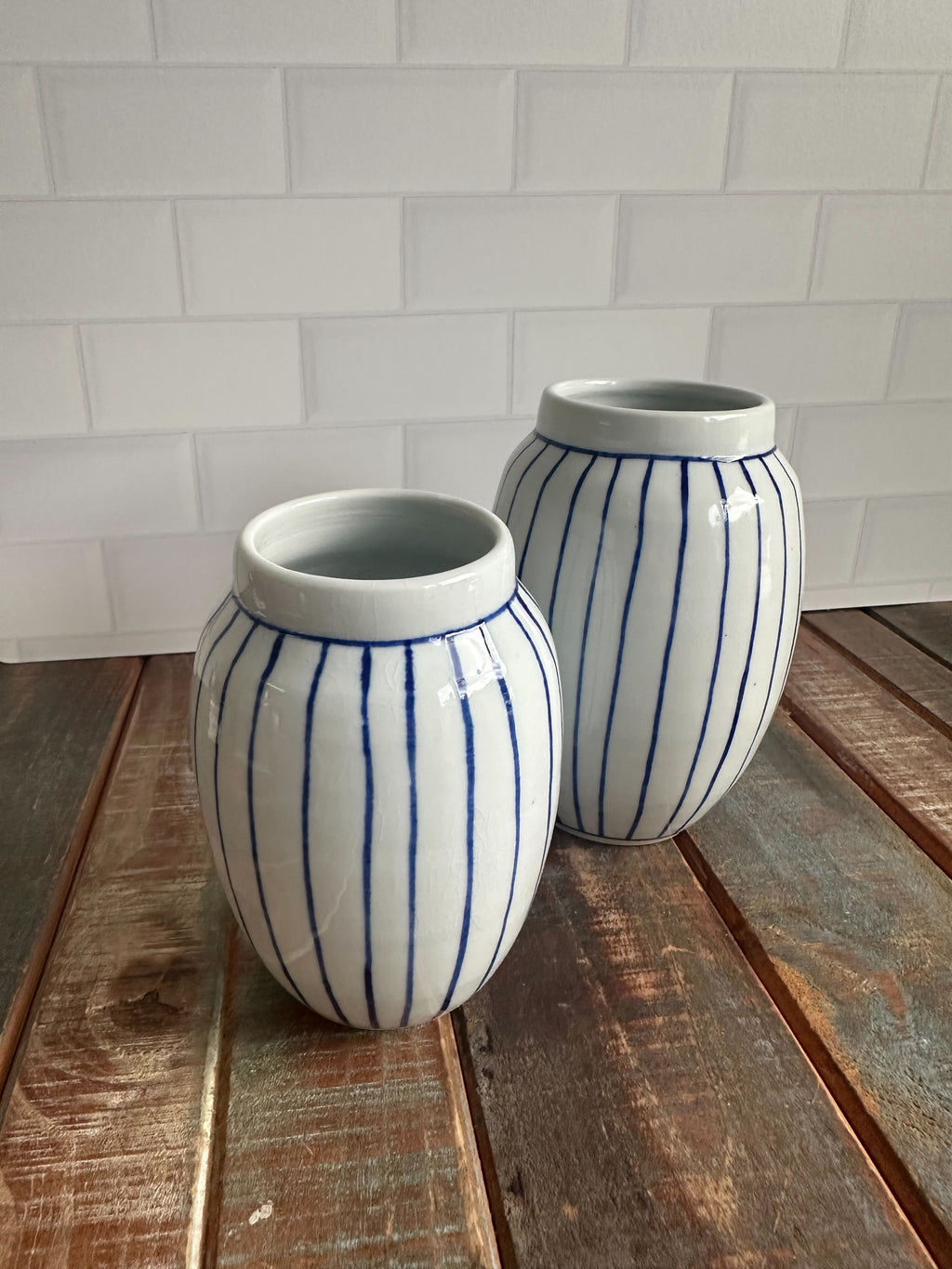 English Porcelain Stripe Vase