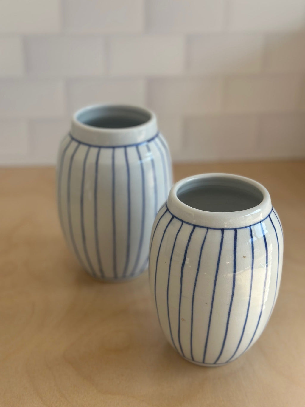 English Porcelain Stripe Vase