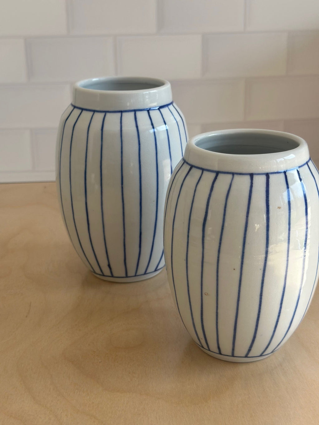 English Porcelain Stripe Vase