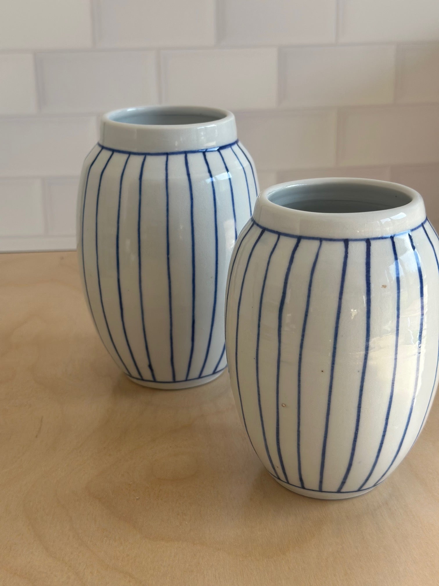 English Porcelain Stripe Vase