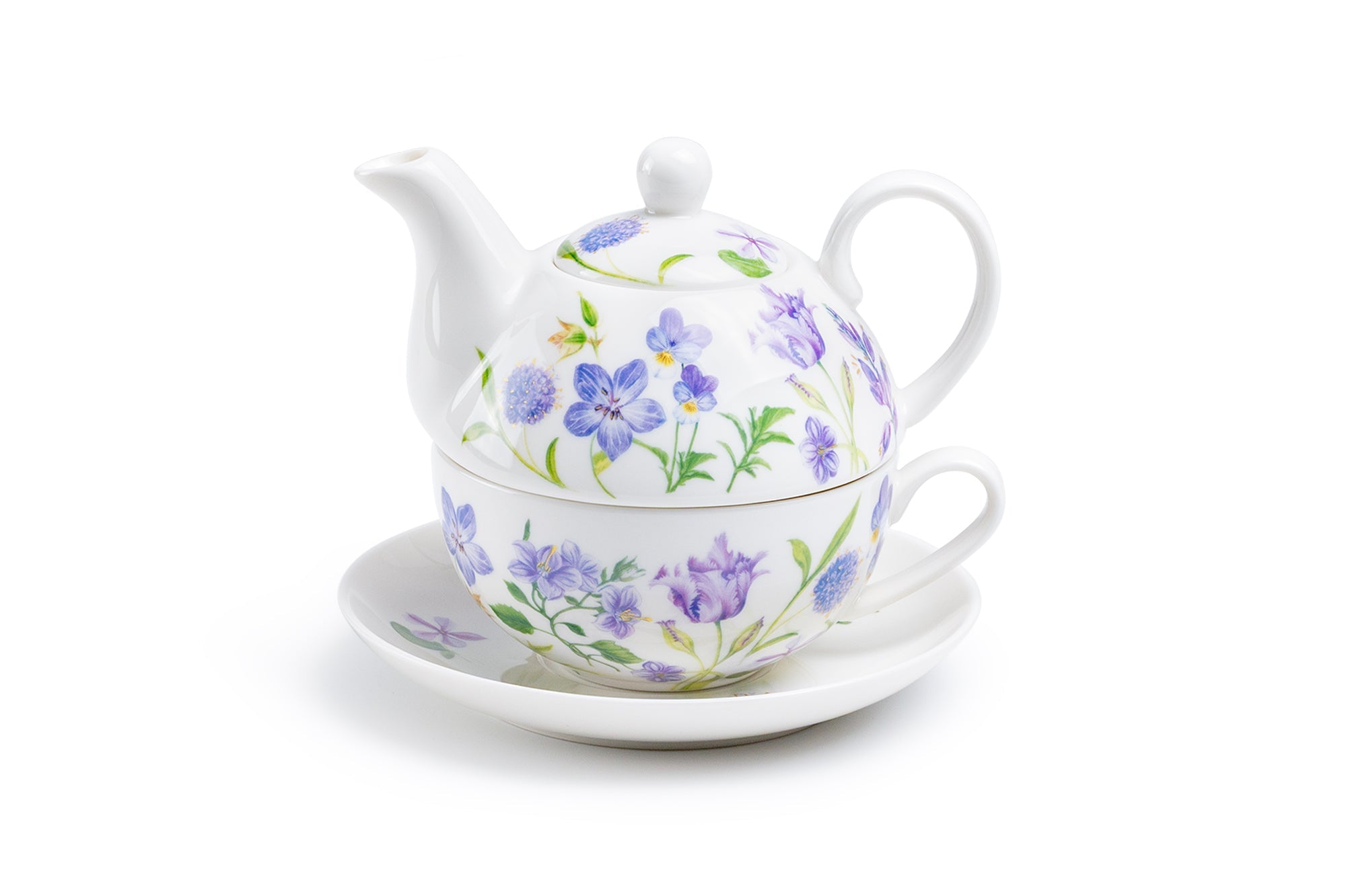 Purple Meadow Fine Porcelain Tea For One Set
