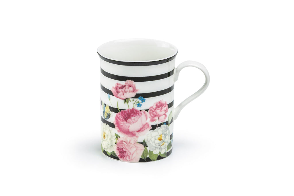 Rose Garden Stripe Bone China Mug