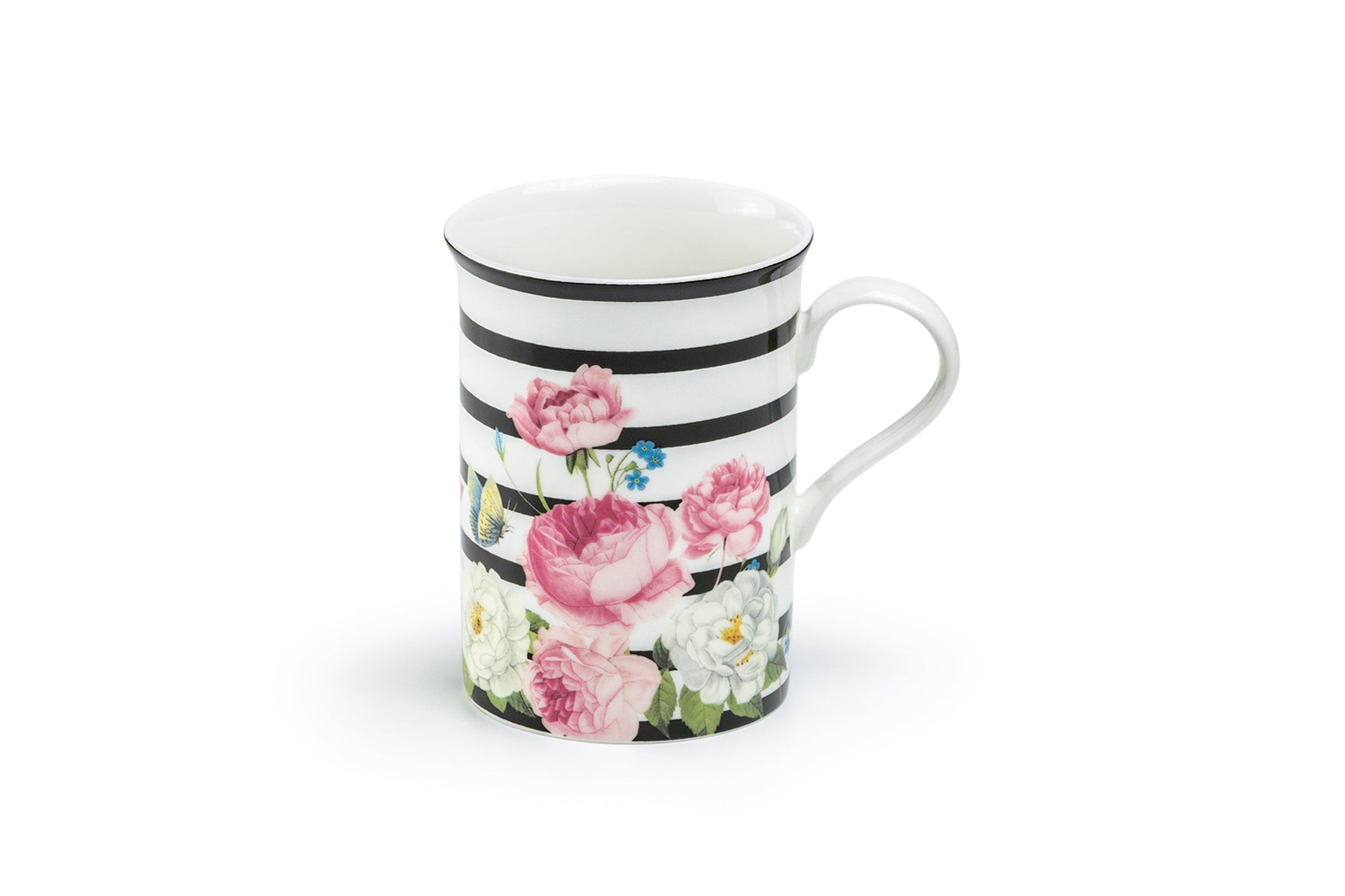 Rose Garden Stripe Bone China Mug