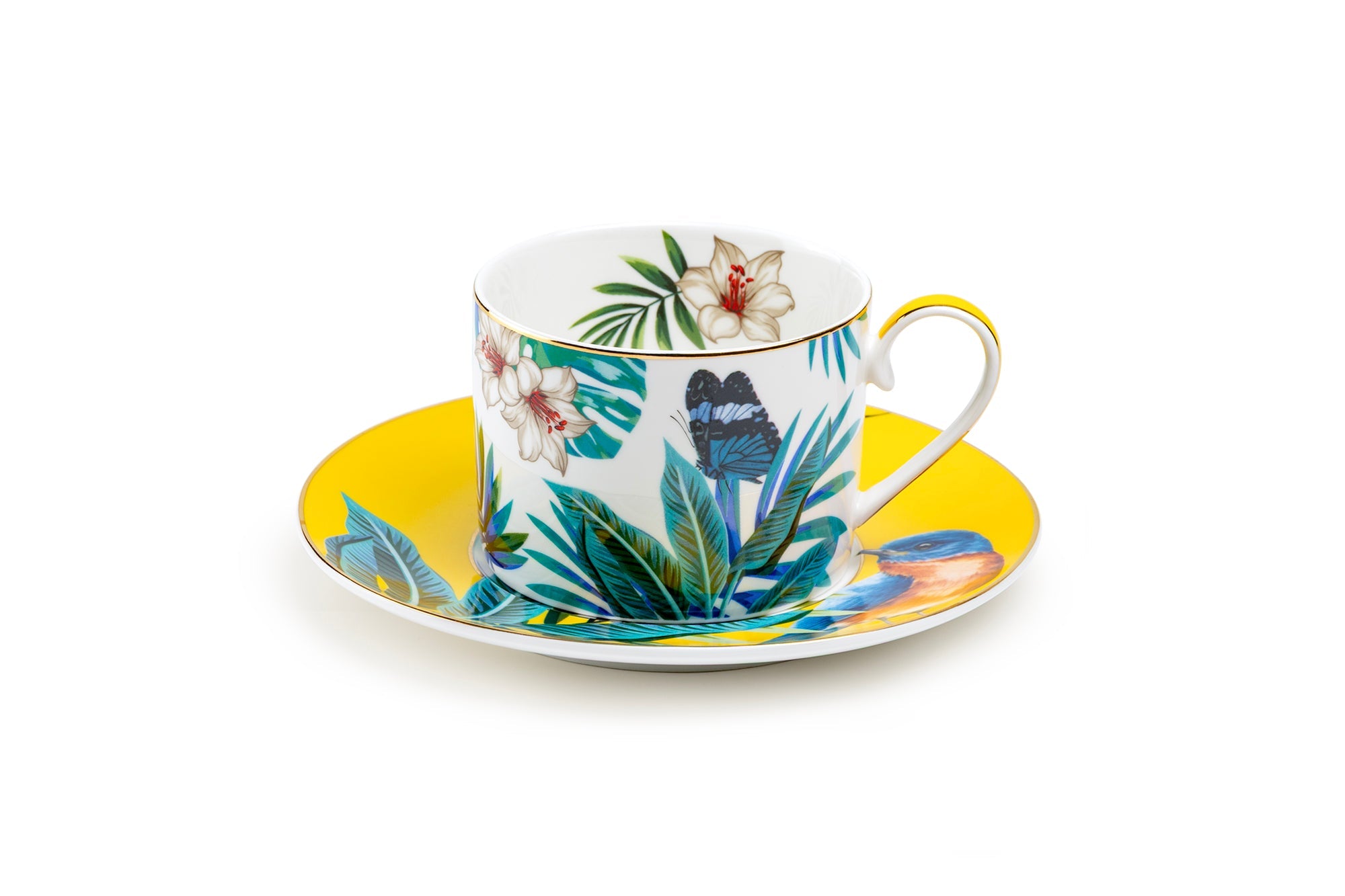 Tropical Bird Fine Porcelain Cup and Saucer