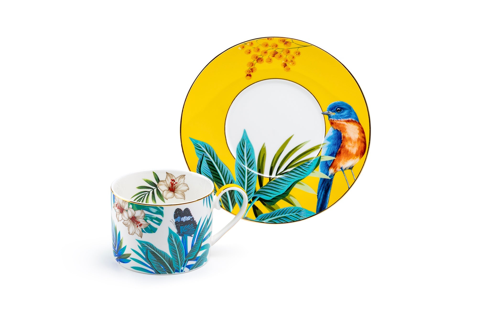 Tropical Bird Fine Porcelain Cup and Saucer