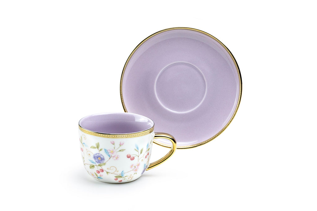 Lavender Blossom Fine Porcelain Cup and Saucer