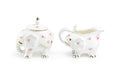 Pink Flower Elephant Fine Porcelain Sugar & Creamer Set