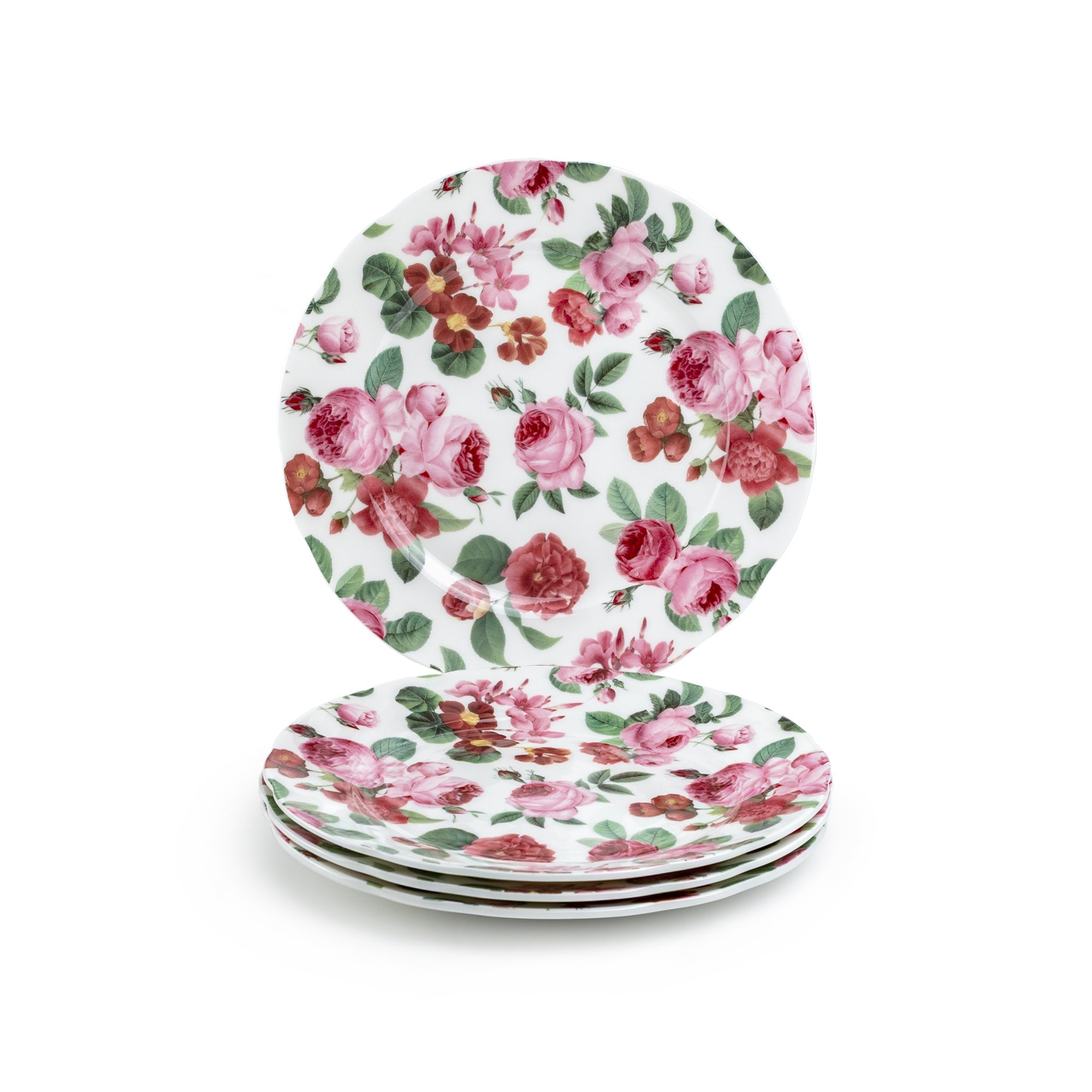 7.5" Pink Cabbage Roses Bone China Dessert Plate