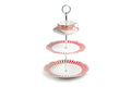 Red Josephine Stripes and Dots Fine Porcelain 3-Tier Server