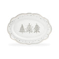 14" Holiday Gold Pine Fine Porcelain Oval Serving Platter