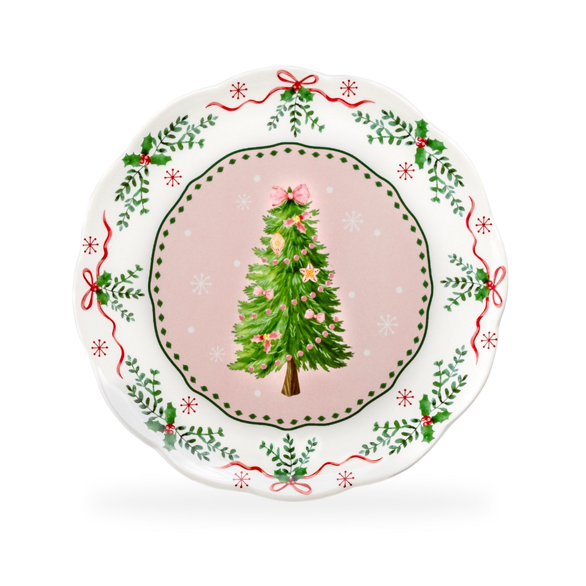 Christmas Tree Pink Dessert/Dinner Plate