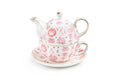 Christmas Pink Bow Fine Porcelain Tea For One Set