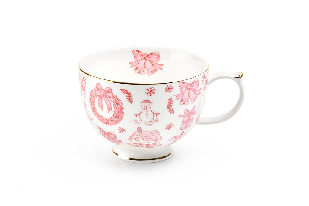 Christmas Pink Bow Fine Porcelain Latte Mug