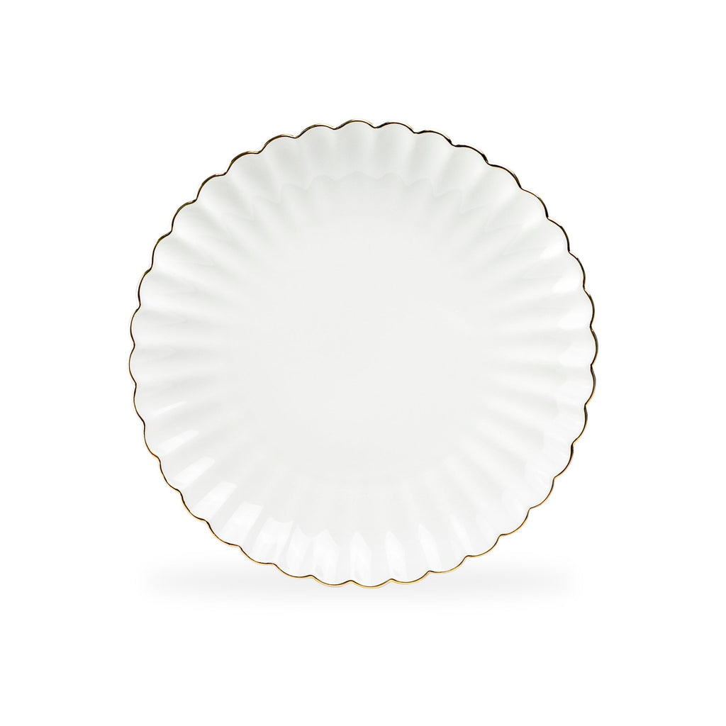 White Gold Shell Fine Porcelain Dessert/Dinner Plate