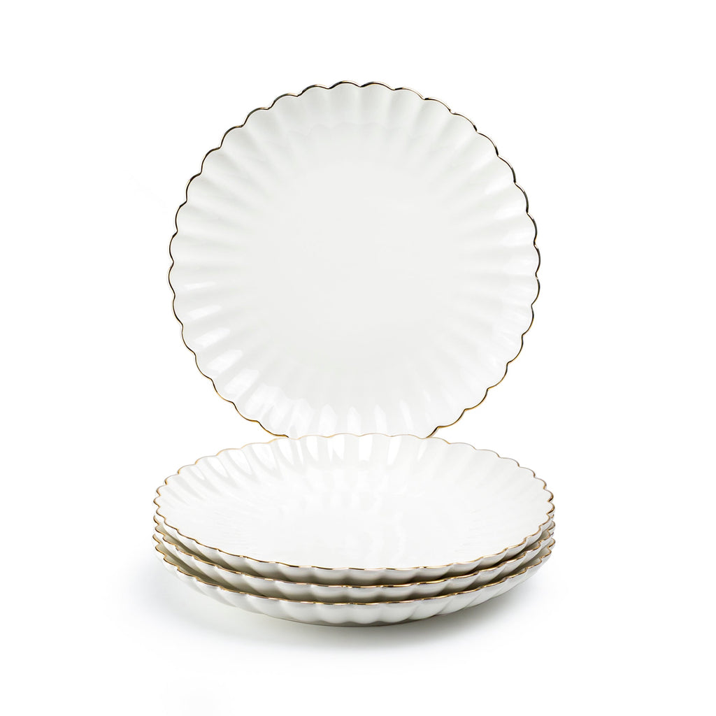White Gold Shell Fine Porcelain Dessert/Dinner Plate