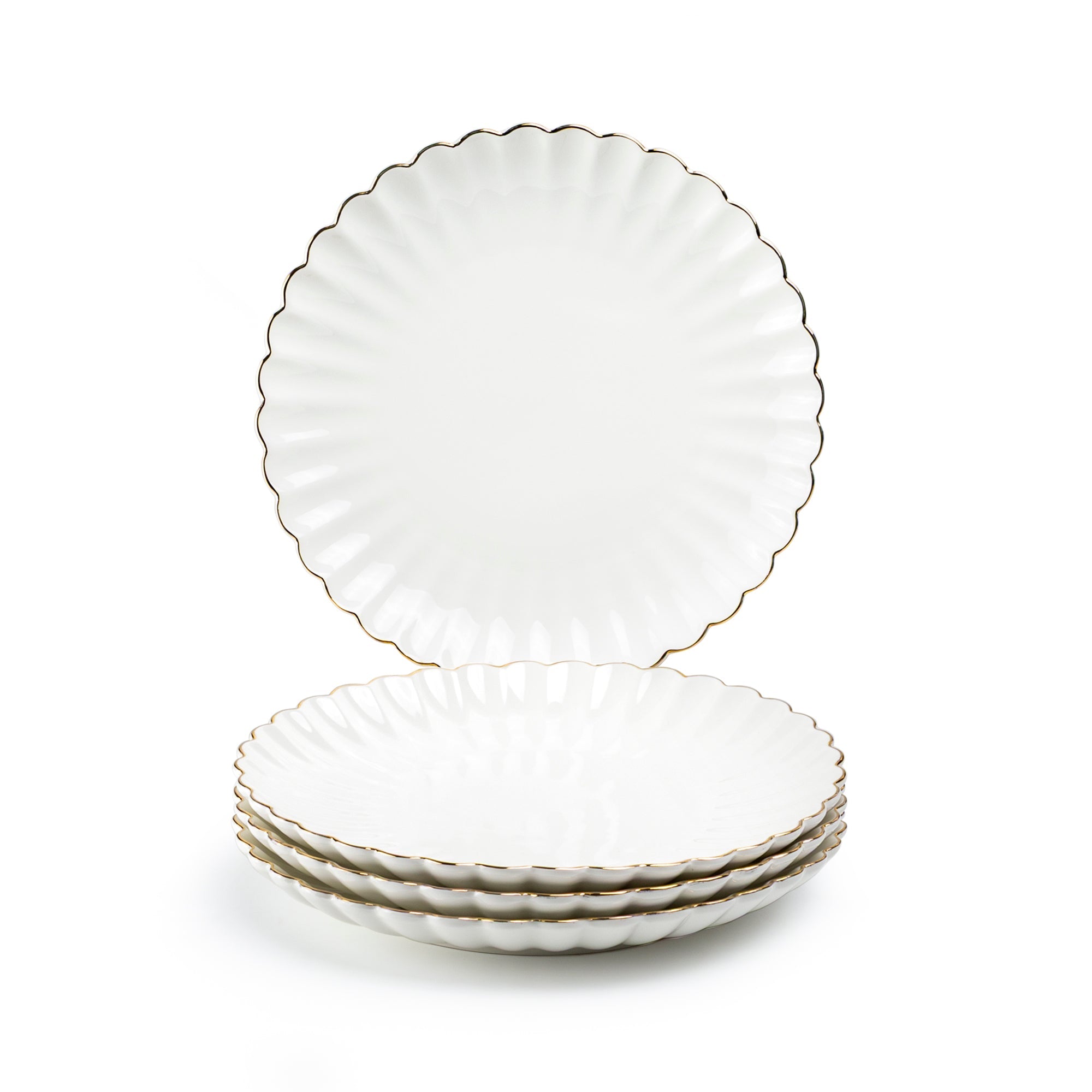 White Gold Shell Fine Porcelain Dessert/Dinner Plate