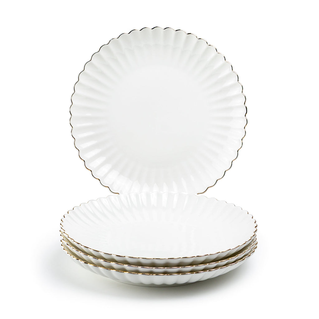 White Gold Shell Fine Porcelain Dessert/Dinner Plate