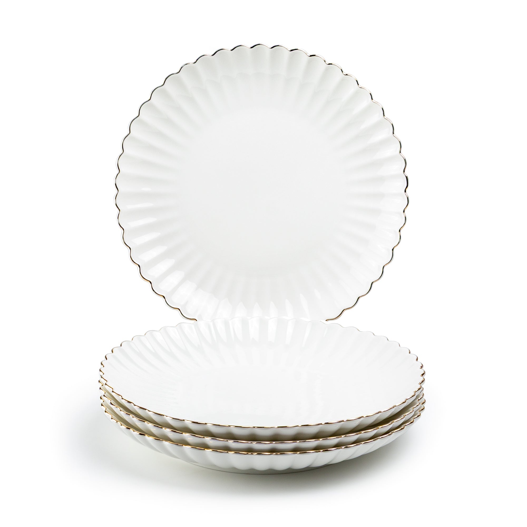 White Gold Shell Fine Porcelain Dessert/Dinner Plate