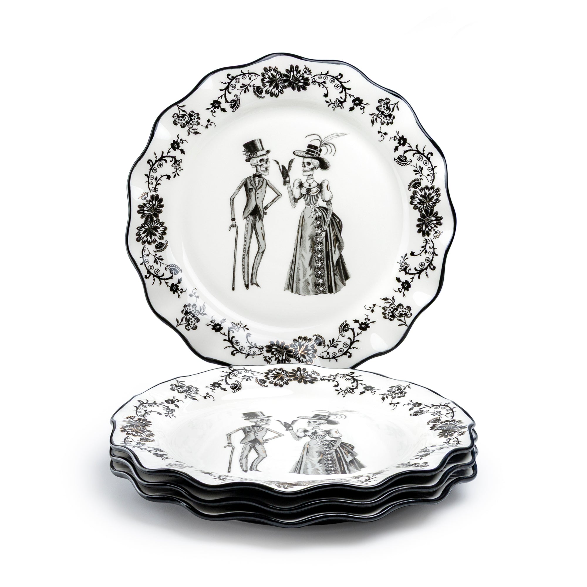 Halloween Victorian Skeletons Dessert/Dinner Plate