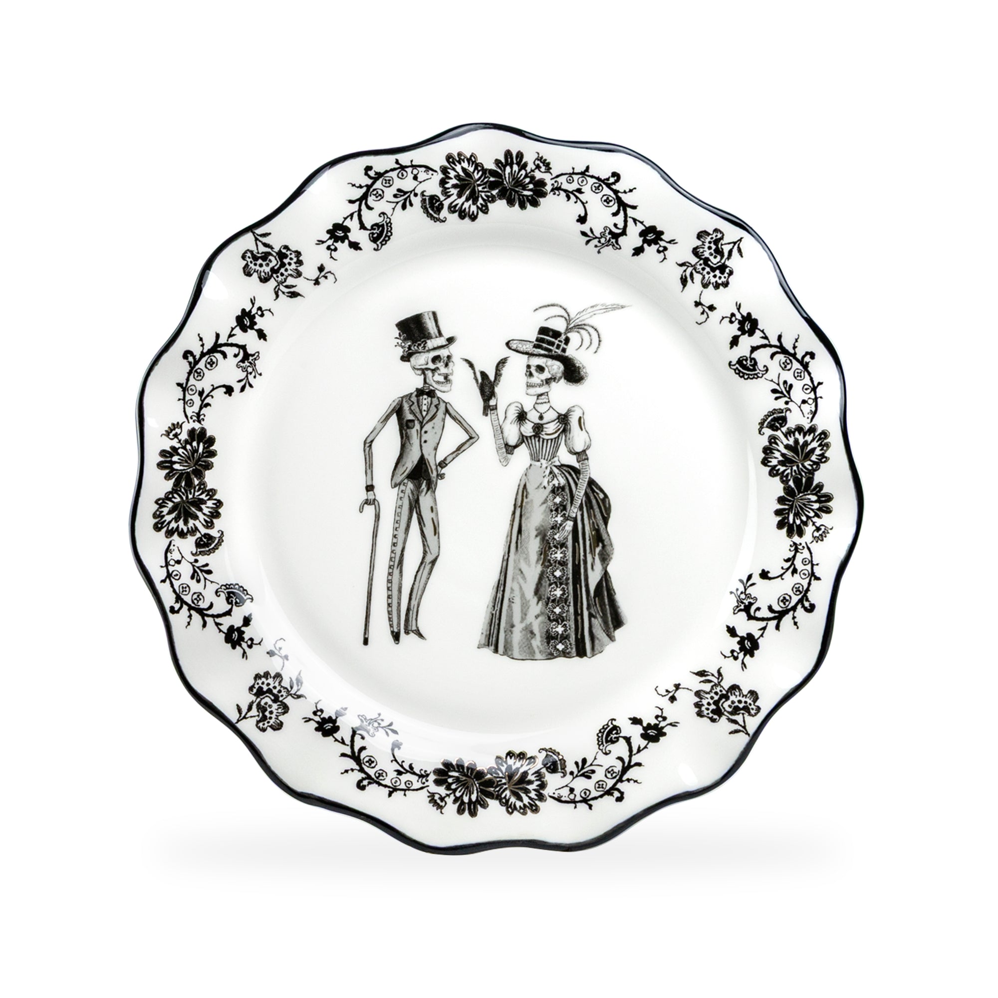 Halloween Victorian Skeletons Dessert/Dinner Plate