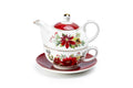 Poinsettia Pine Cone Fine Porcelain Tea For One Set