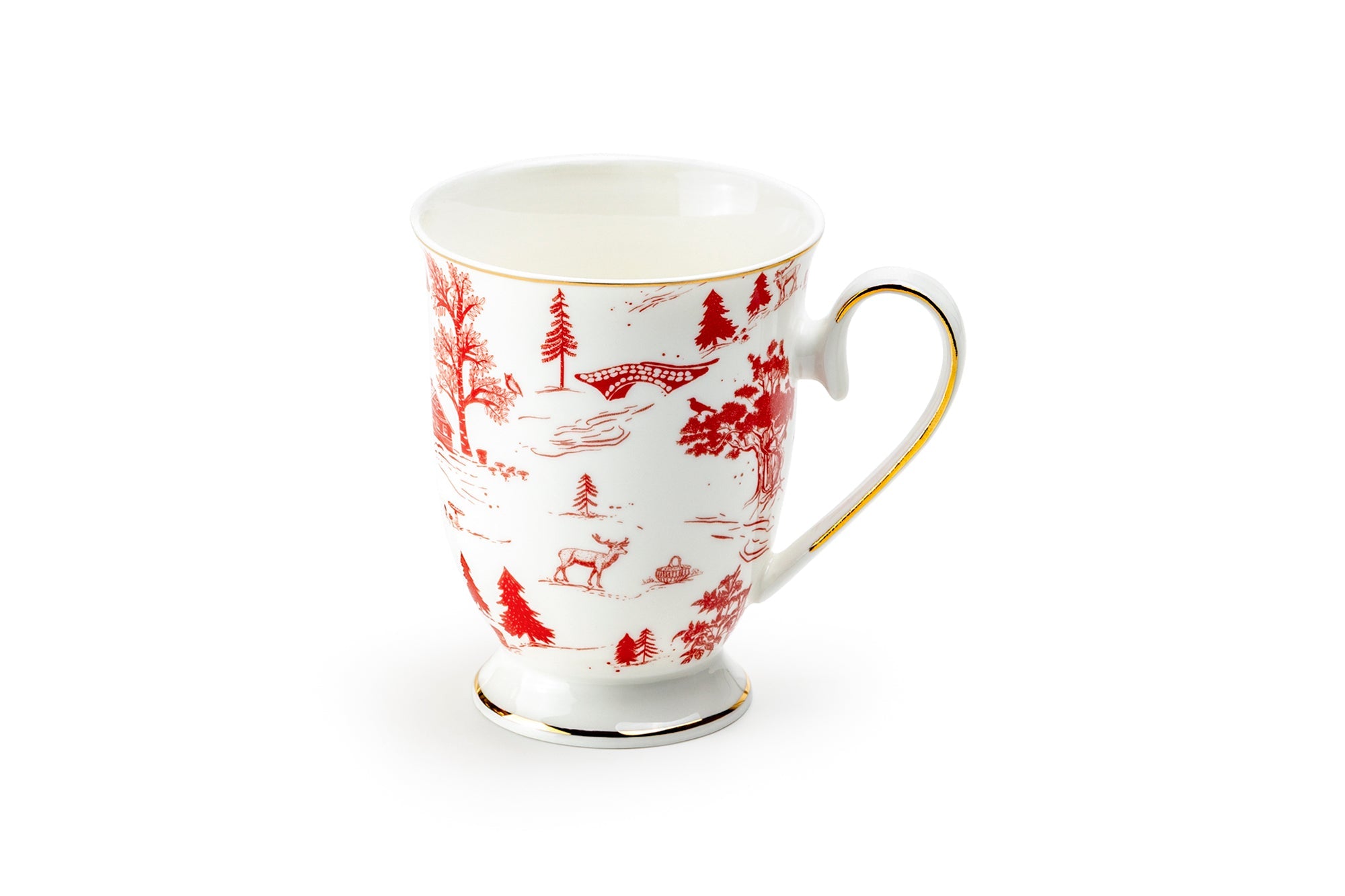 Red Village Fine Porcelain Footed Mug