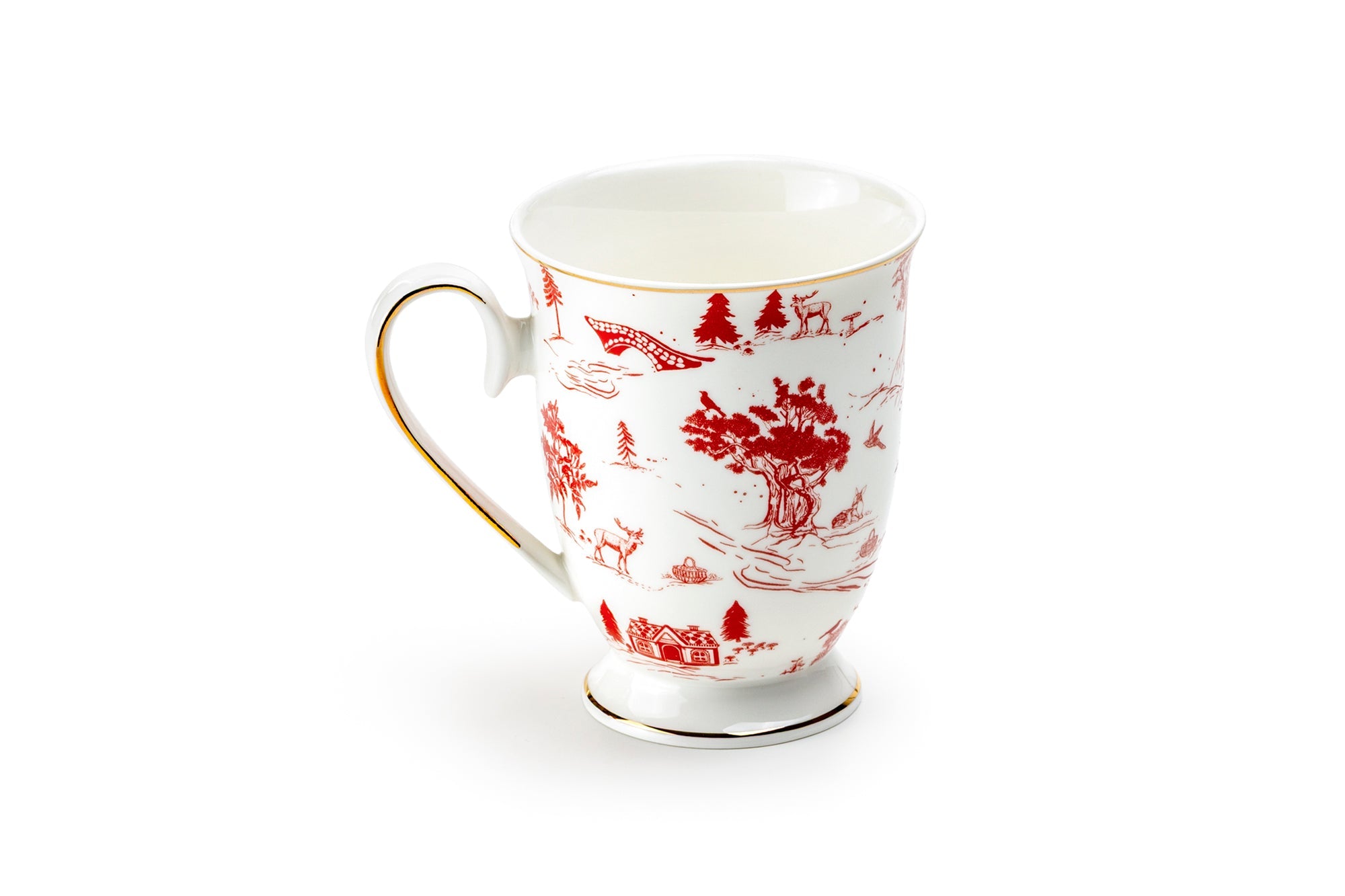Red Village Fine Porcelain Footed Mug