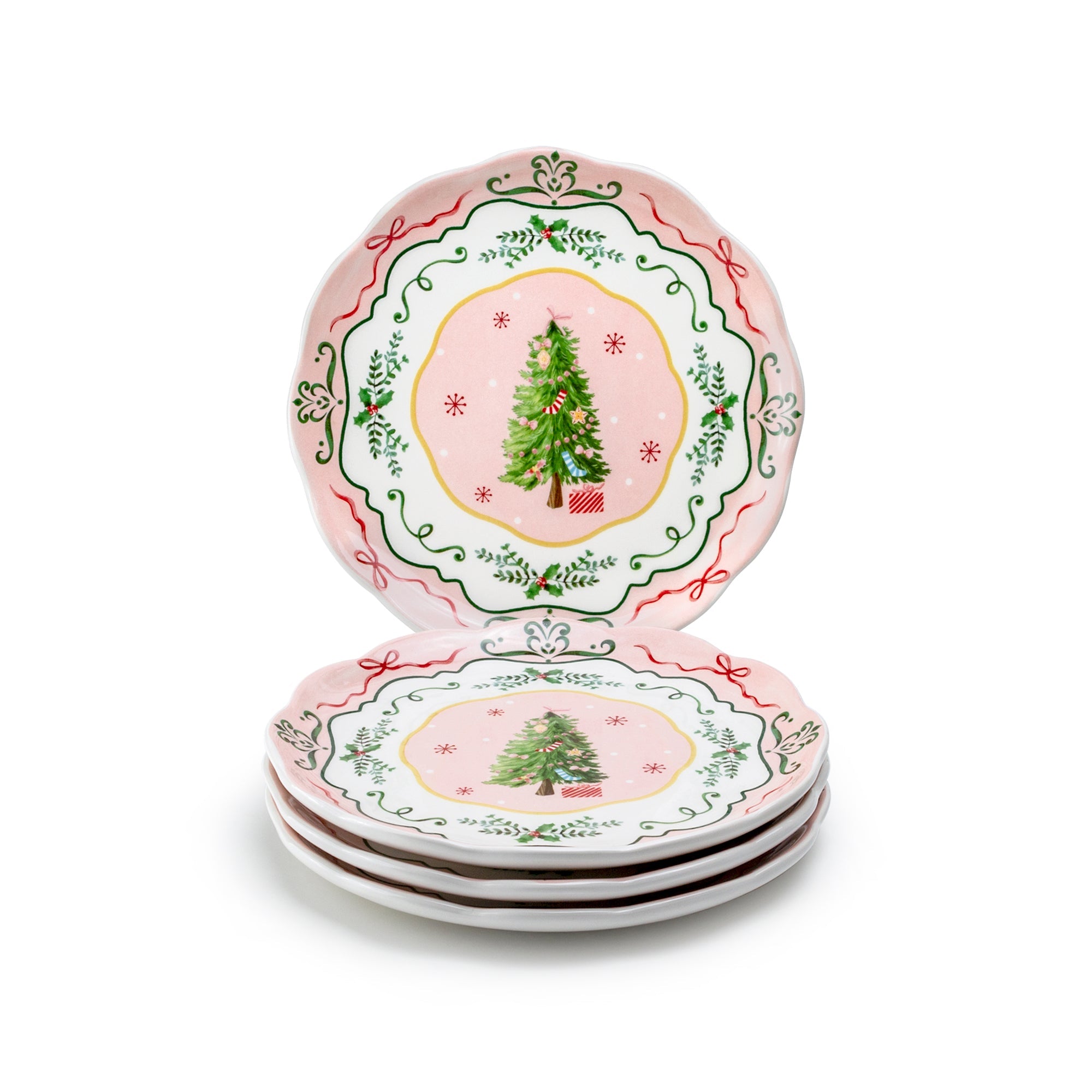 Christmas Tree Pink Dessert/Dinner Plate