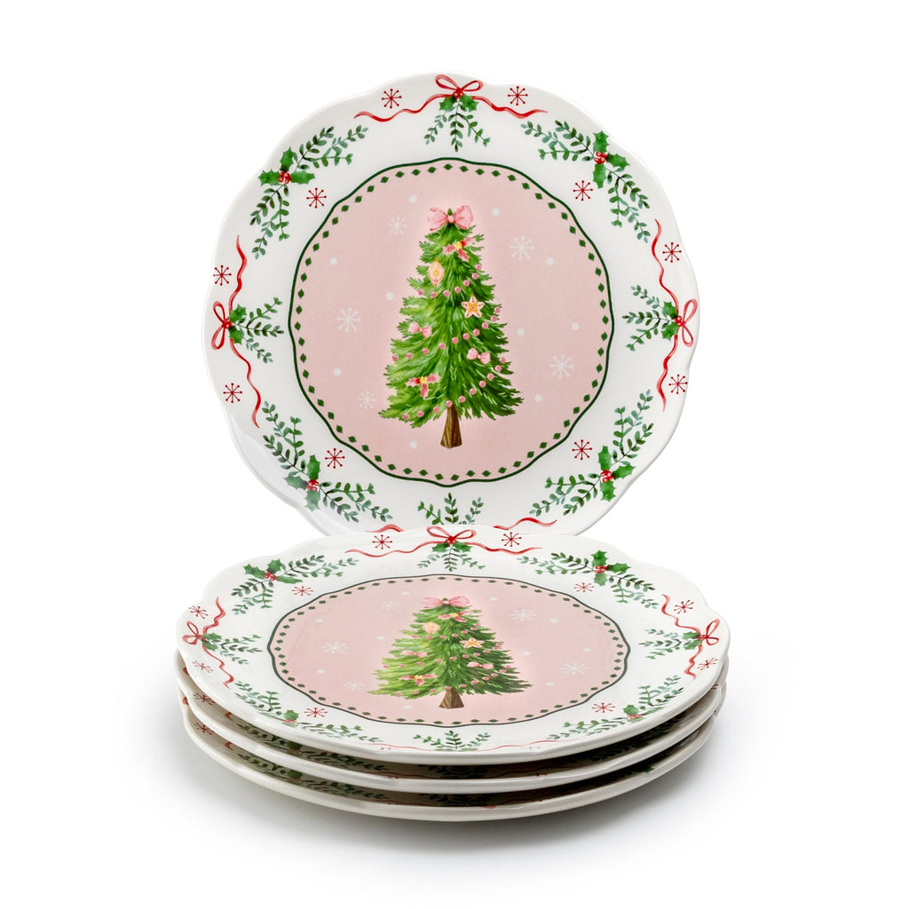 Christmas Tree Pink Dessert/Dinner Plate