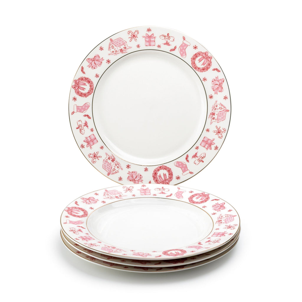 Christmas Pink Bow Fine Porcelain Dessert/Dinner Plate