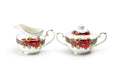 Poinsettia Pine Cone Fine Porcelain Sugar & Creamer Set